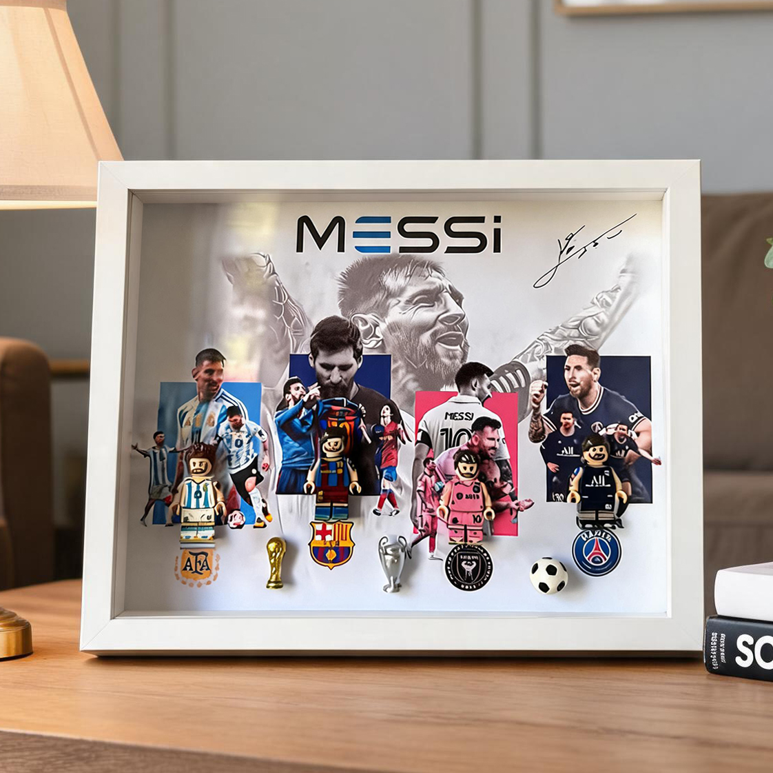 Messi 3D Collector’s Display Case – Football Legend Shadow Box with Depth Effect