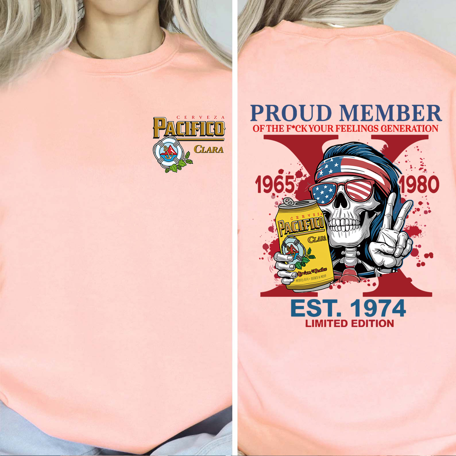 Customized Skeleton Beer Lover Crewneck