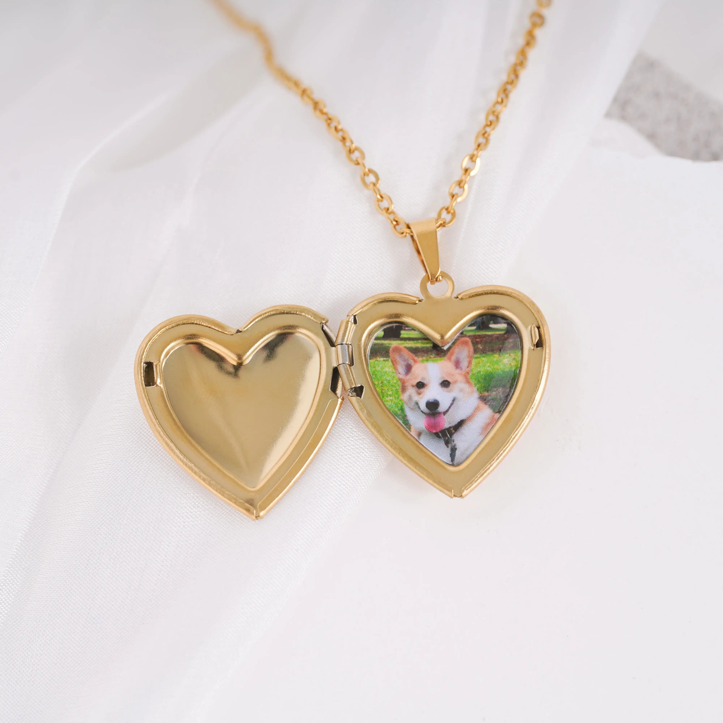 Custom Pet Portrait Locket Heart Necklace