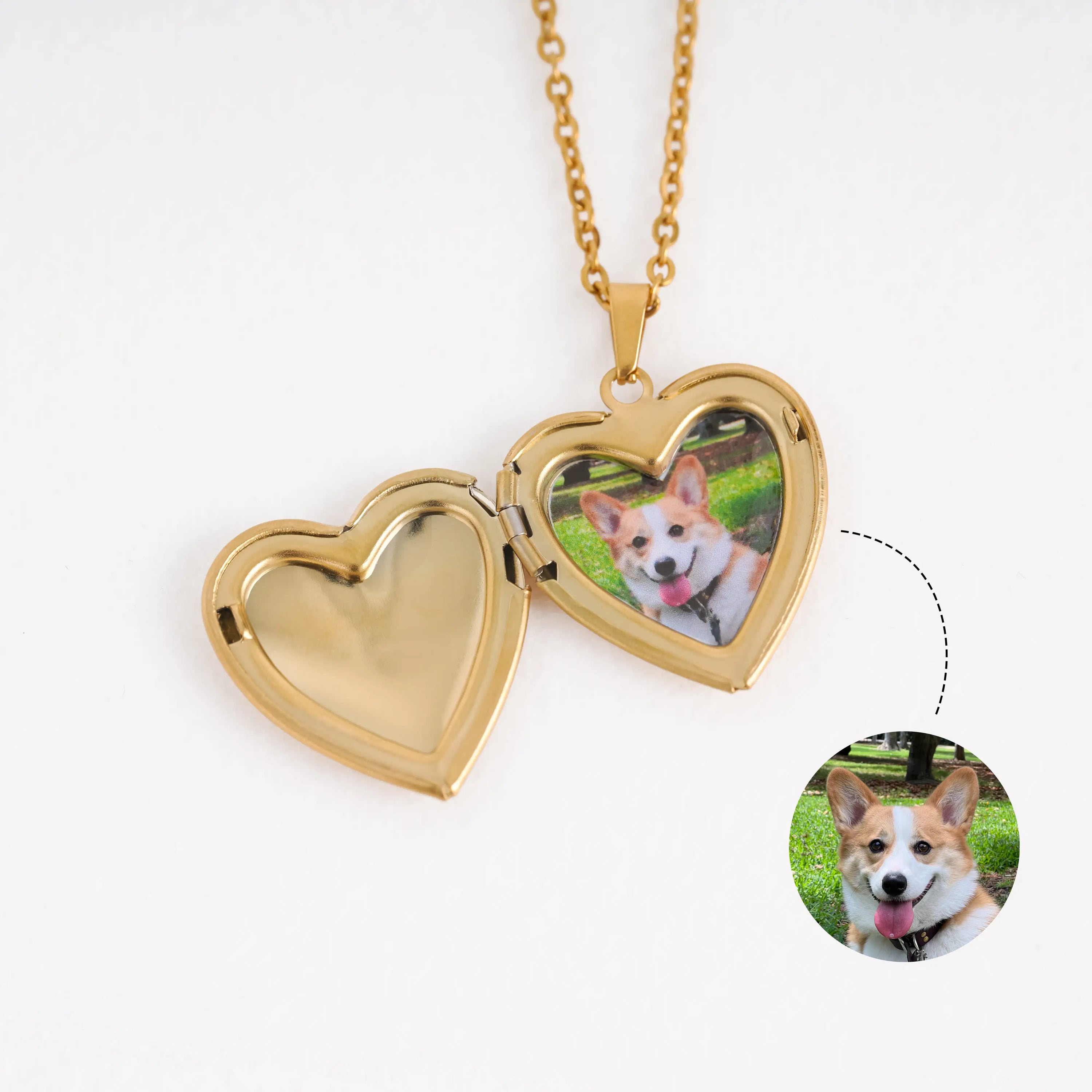 Custom Pet Portrait Locket Heart Necklace