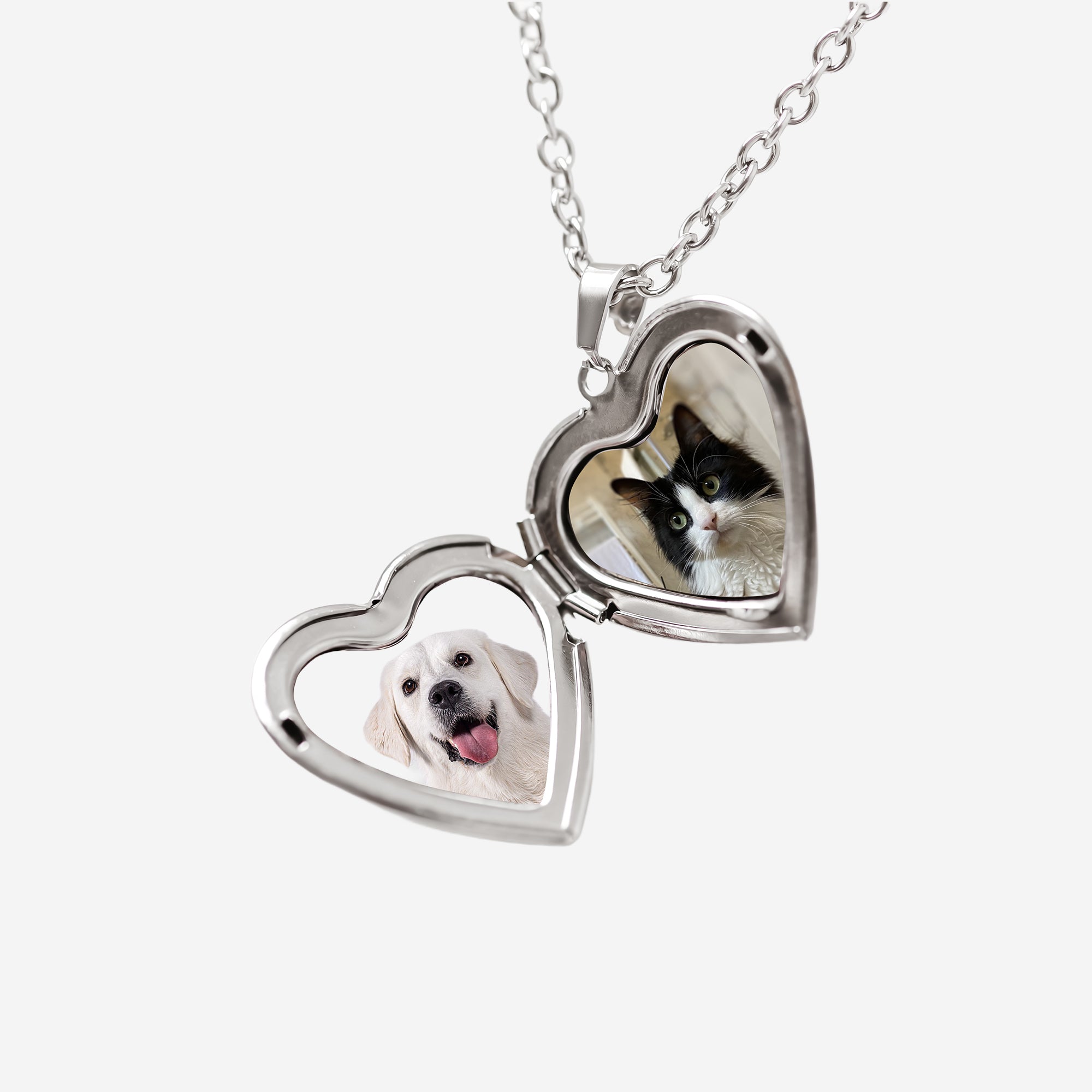 Custom Pet Portrait Locket Heart Necklace