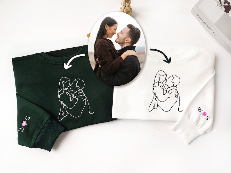 Custom Embroidered Line Drawing Hoodie❤️