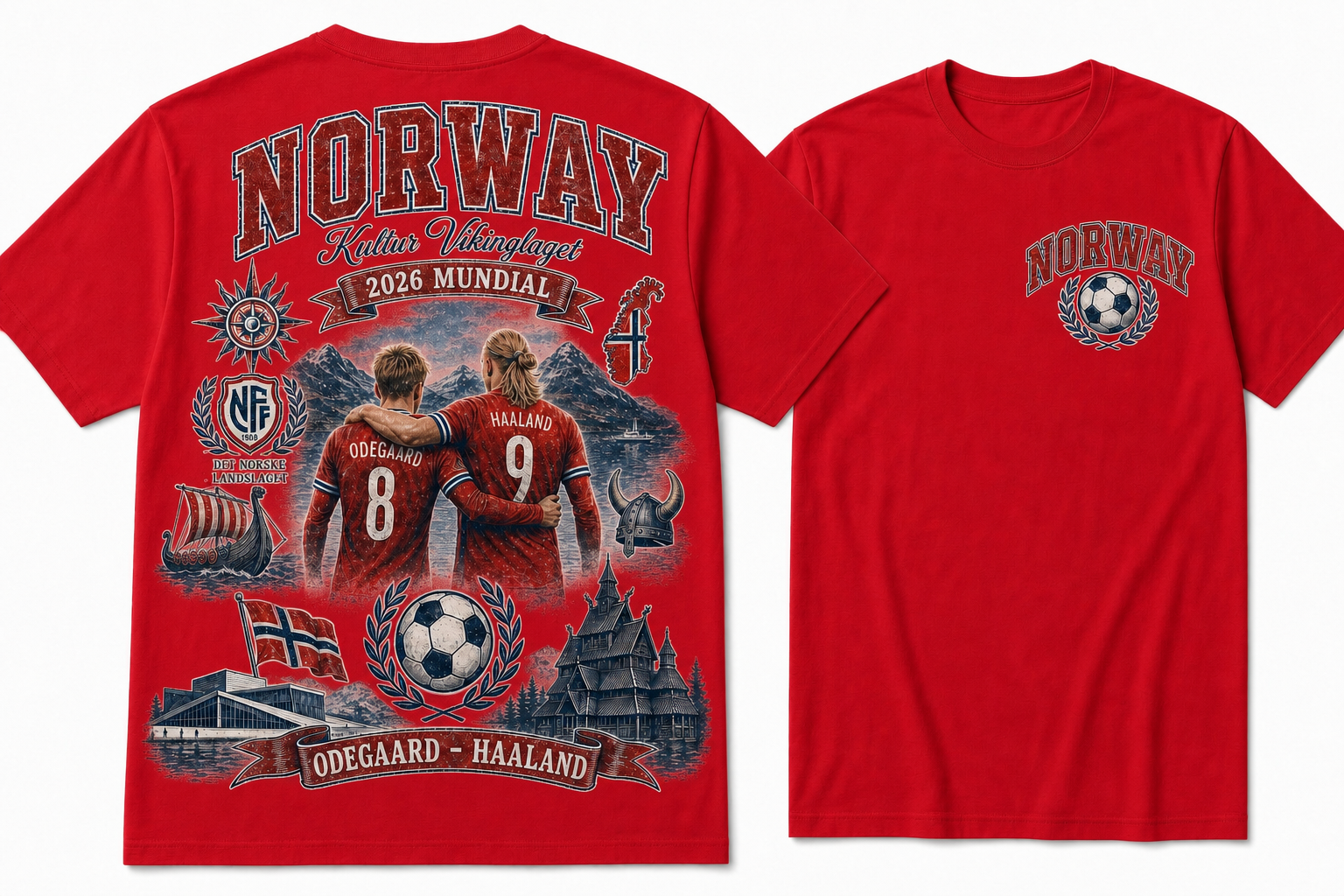 Norway Kultur Vikinglaget 2026 Mundial Dual-Sided Graphic Tee