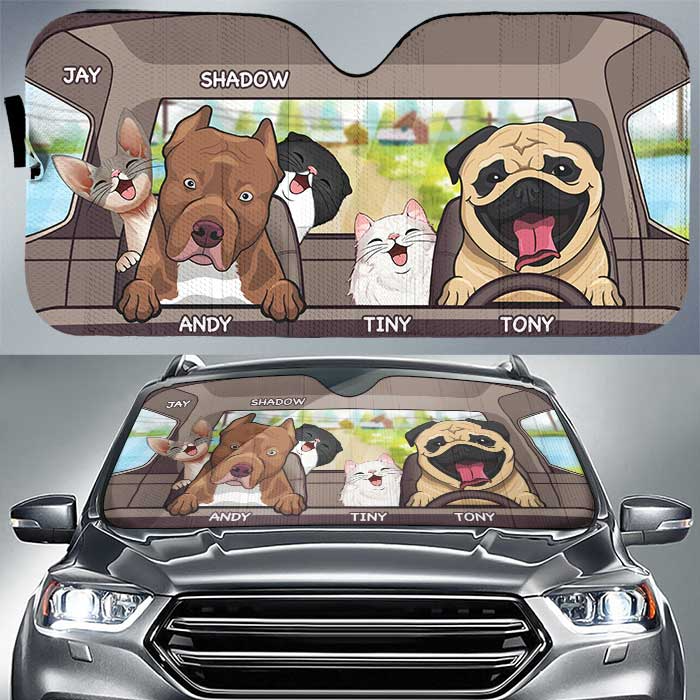 Pet Lovers - Dogs And Cats - Personalized Auto Sunshade