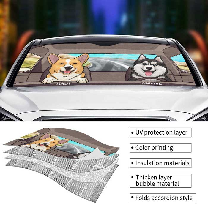 Pet Lovers - Dogs And Cats - Personalized Auto Sunshade
