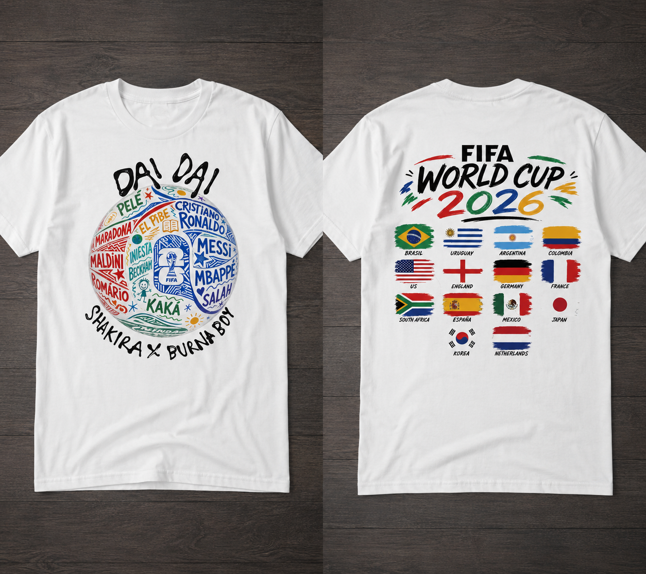 FIFA World Cup 2026 T-Shirt – Football Legends & Nations Front & Back Fan Tee