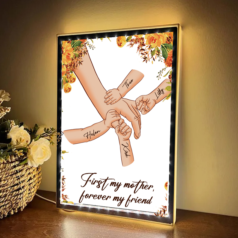 Mom Everything We Are Is Because Of You - Personalized Frame Mirror Light Box