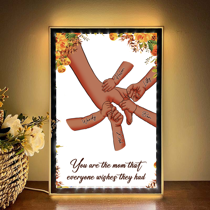 Mom Everything We Are Is Because Of You - Personalized Frame Mirror Light Box