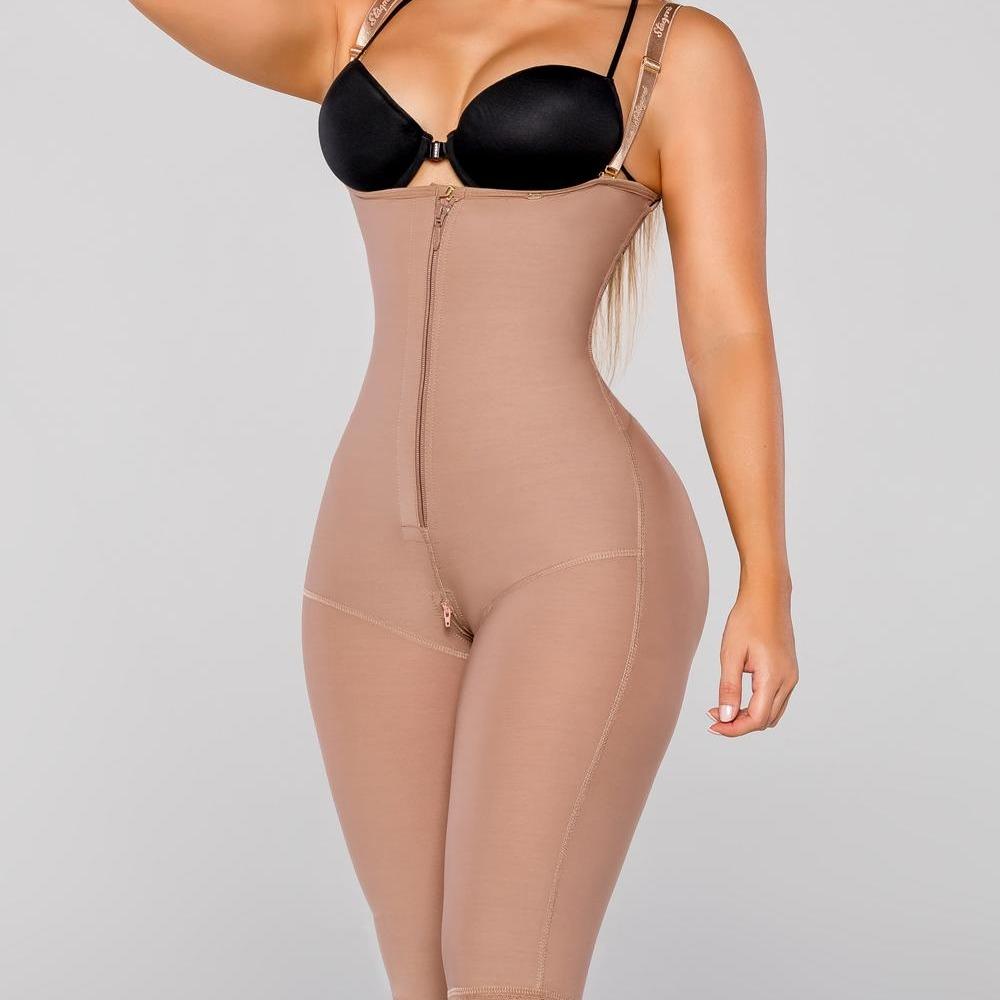 Fanstty Women's Invisible Shapewear with Zipper Tummy Butt Lifter Fajas Closing Bustless Bodysuit