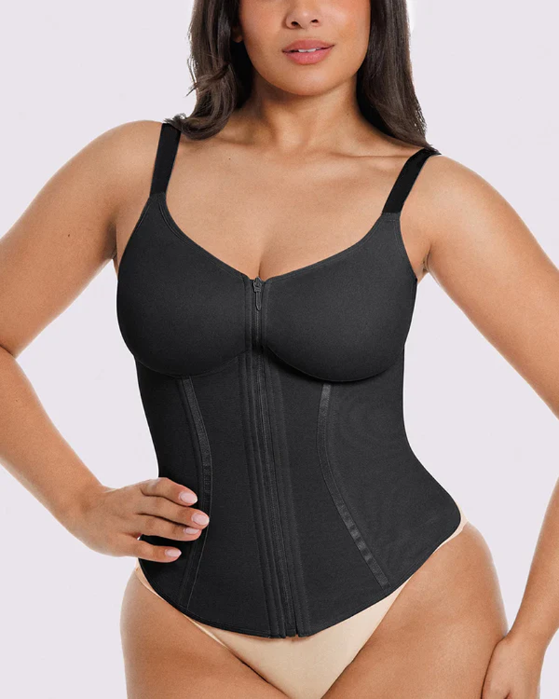 Body-Shaping Top With 9 Steel Bones And High-Compression Power Mesh