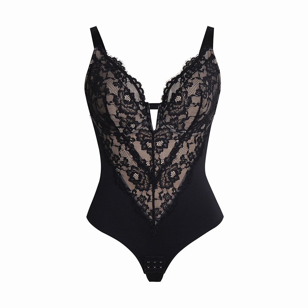 V Neck Backless Halter Bodysuit