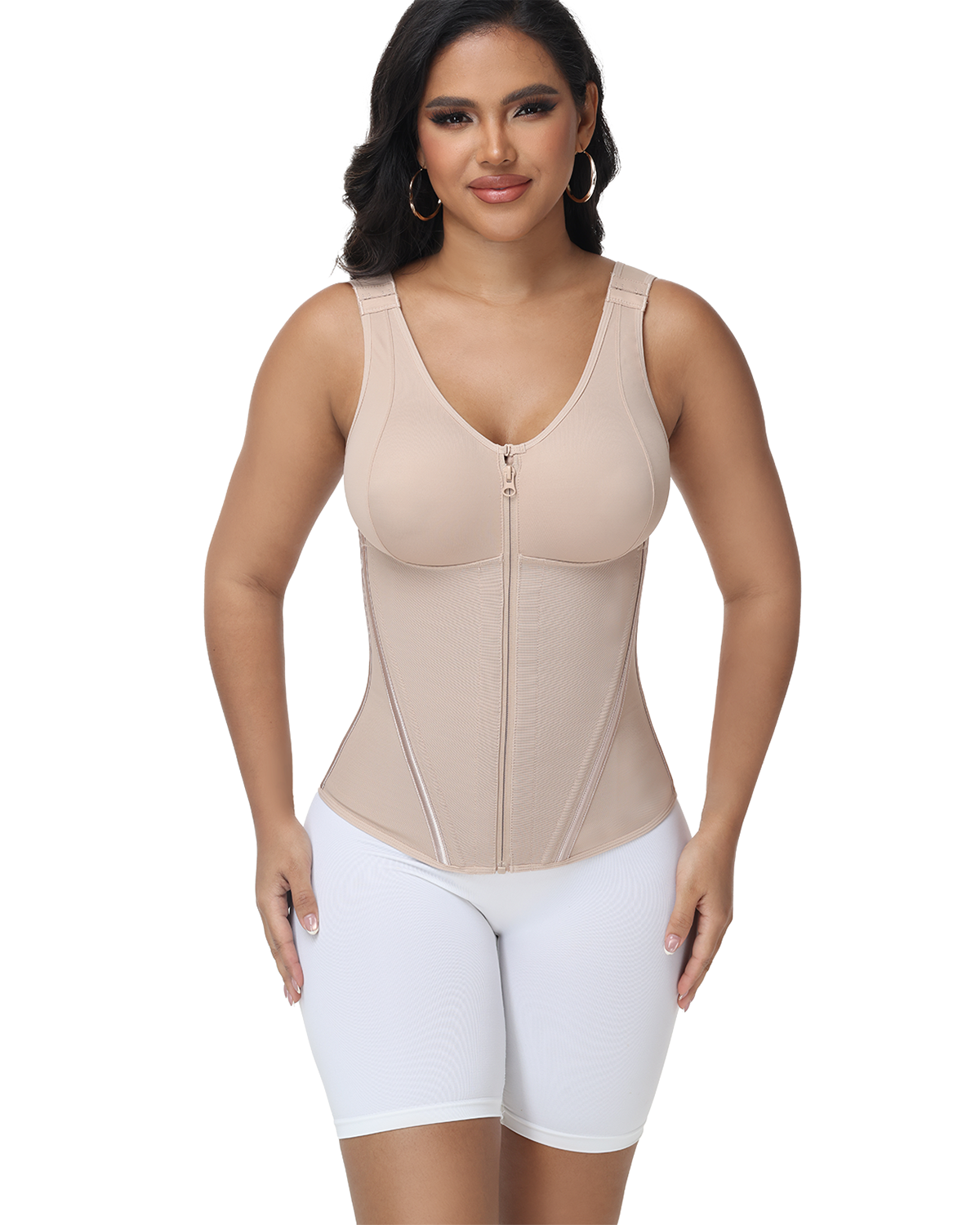 Corset Vest with Padded Bra Front Zipper Waist Trainer