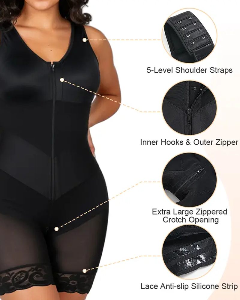 V-Shaped Shaping Elastic Band Reinforced Full-Body Shapewear