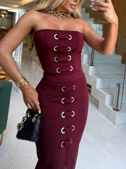 Modern Elegant Riding Top Midi Skirt Set