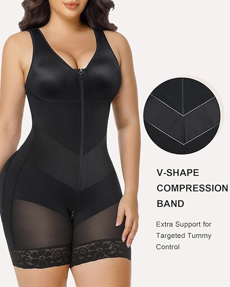 V-Shaped Shaping Elastic Band Reinforced Full-Body Shapewear
