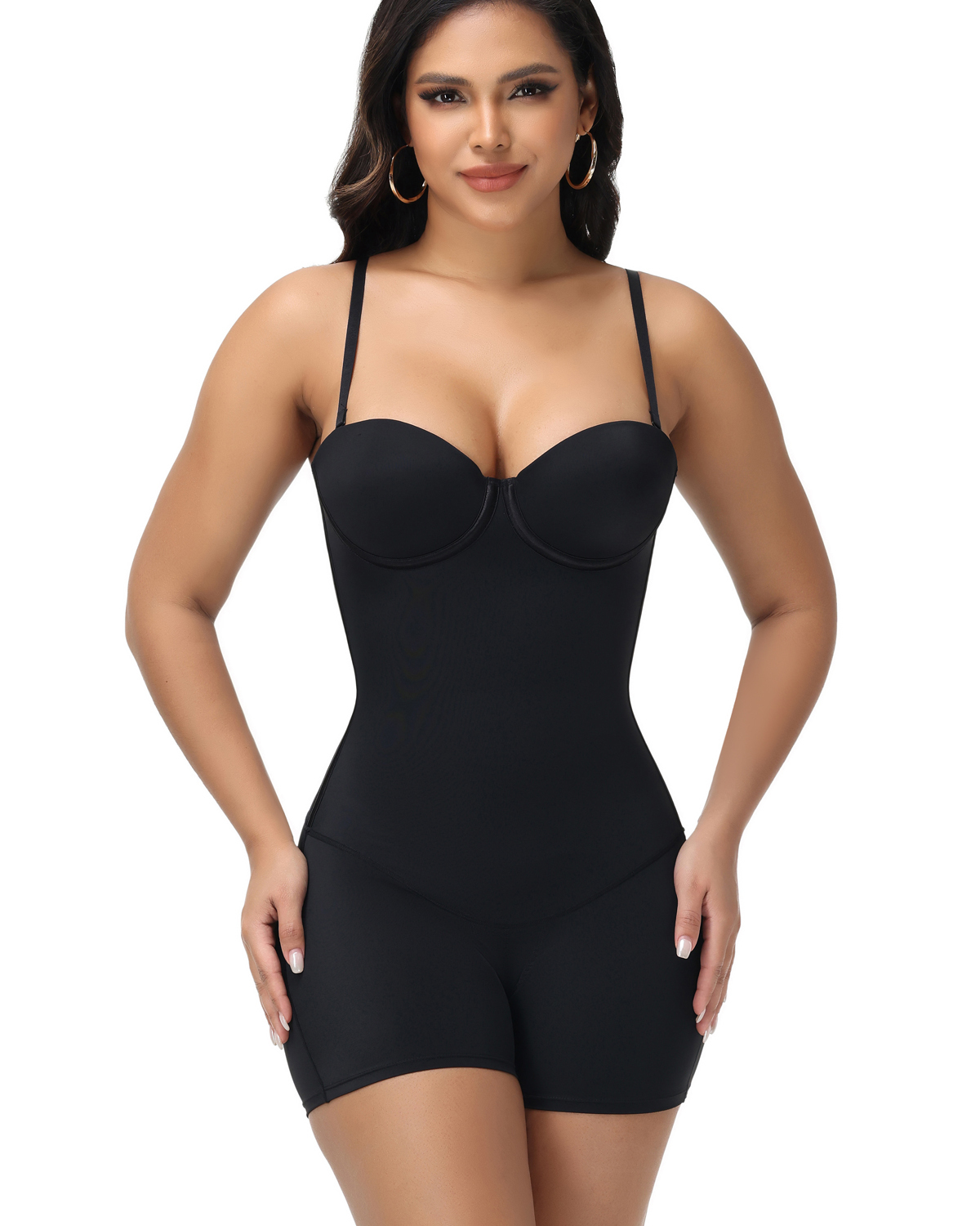 A sleeveless one-piece dress with a cup-shaped design