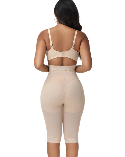 High Waisted Lace Trim Tummy Control Thigh Slimmer