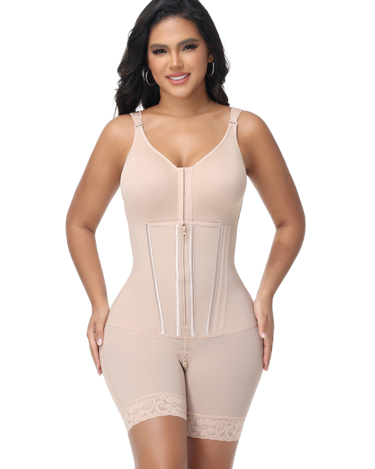 One-piece zipper shaping garment