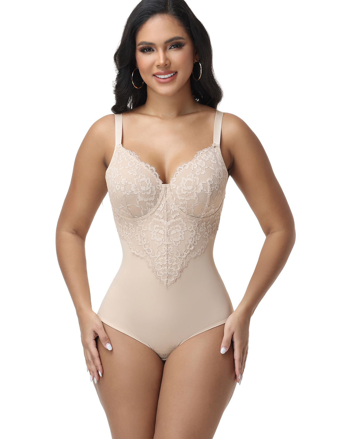 Lace three-quarter body-shaping bralette