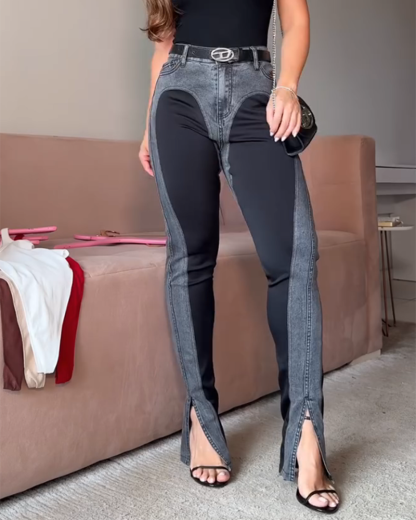 Patchwork Slim-Fit Jeans (Pre-Sale)