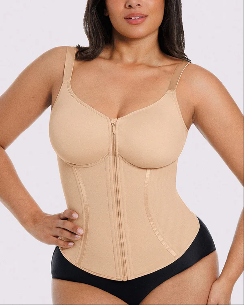 Body-Shaping Top With 9 Steel Bones And High-Compression Power Mesh