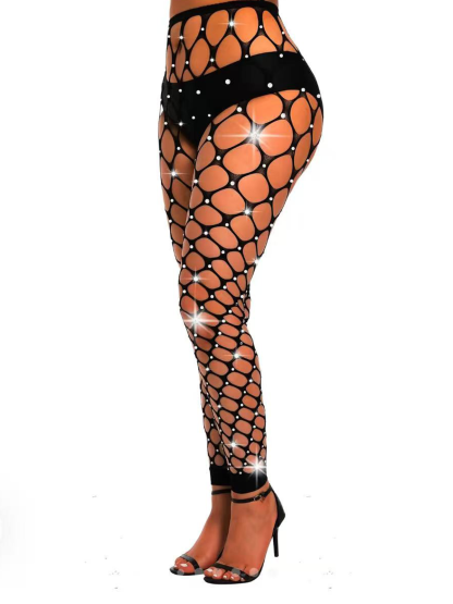 Women's Black Fishnet High Waist Gothic Tights (3 Pieces)