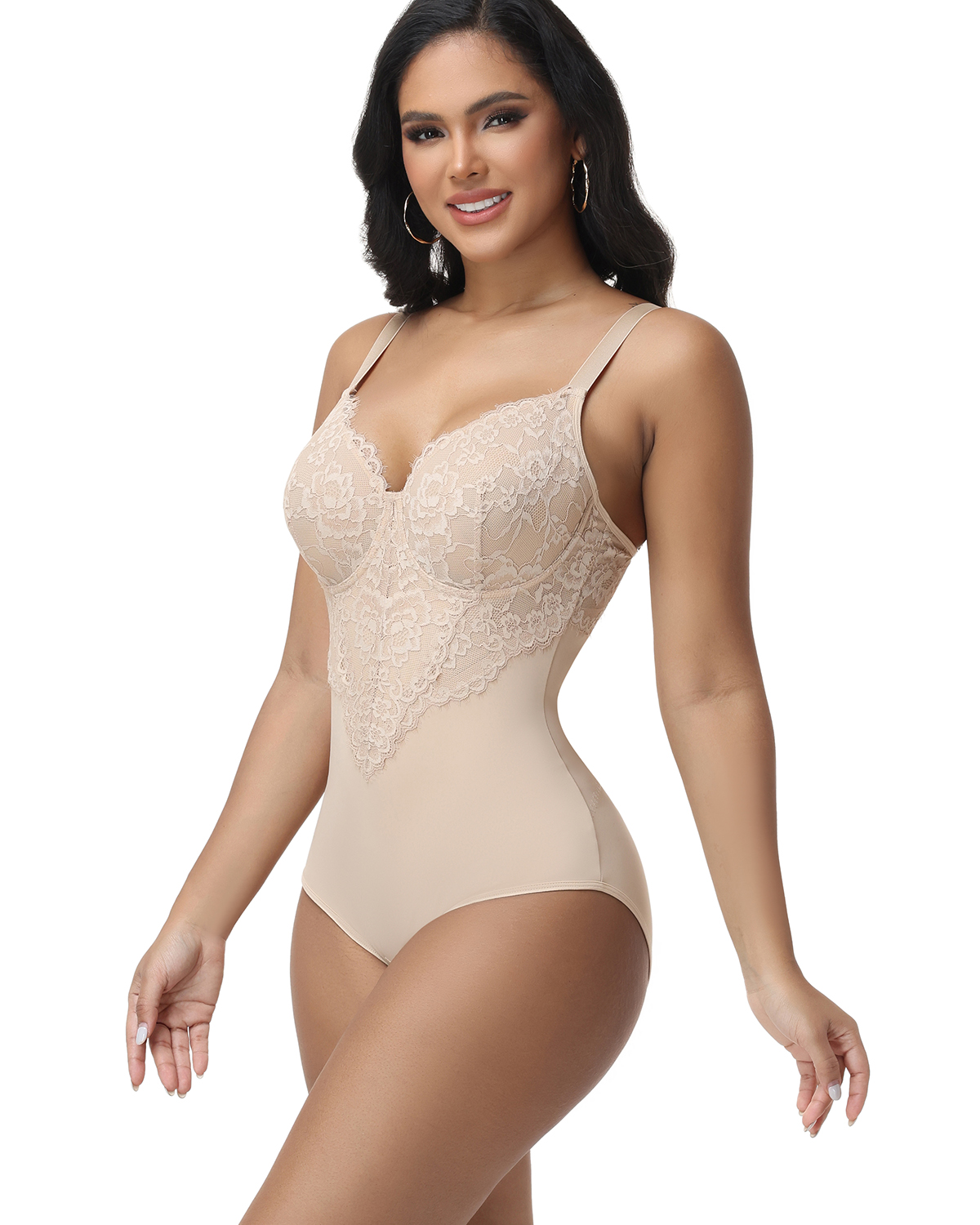 Lace three-quarter body-shaping bralette