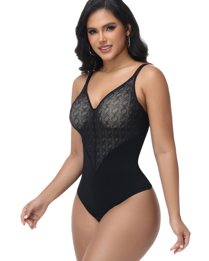 Dress with diamond-shaped lace bodice