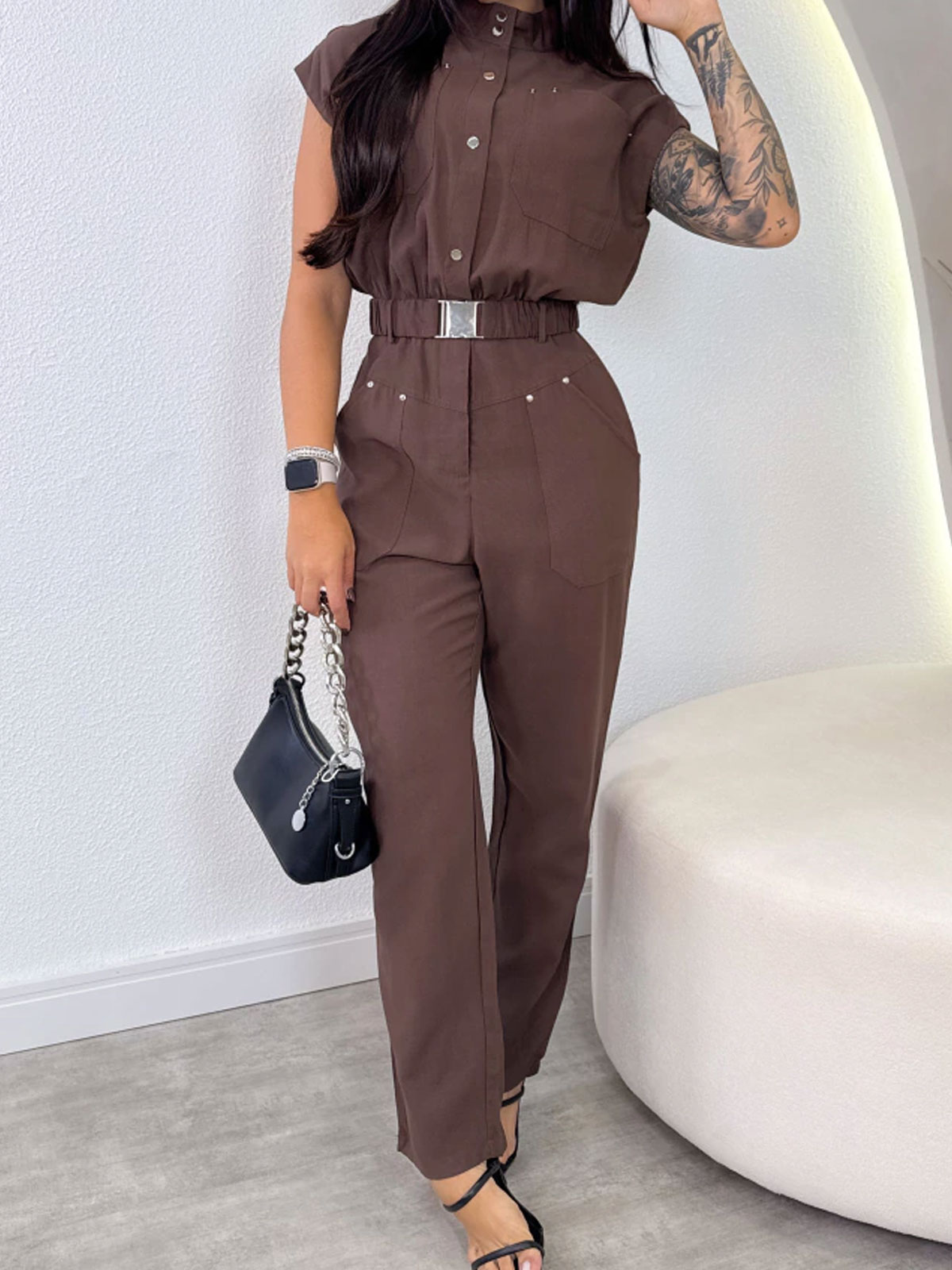 Casual Belted Jumpsuit