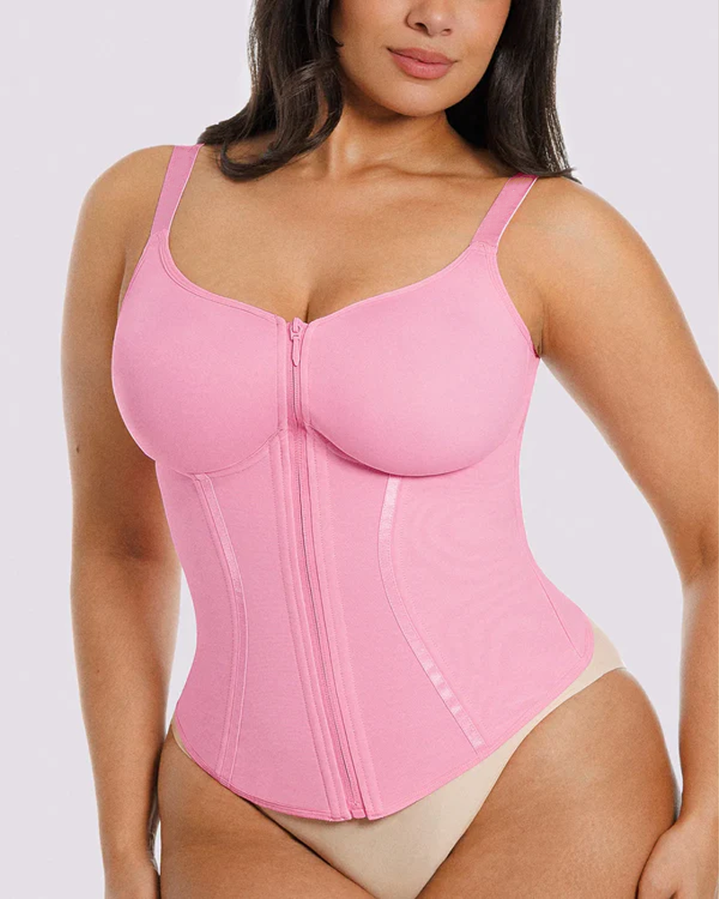 Body-Shaping Top With 9 Steel Bones And High-Compression Power Mesh