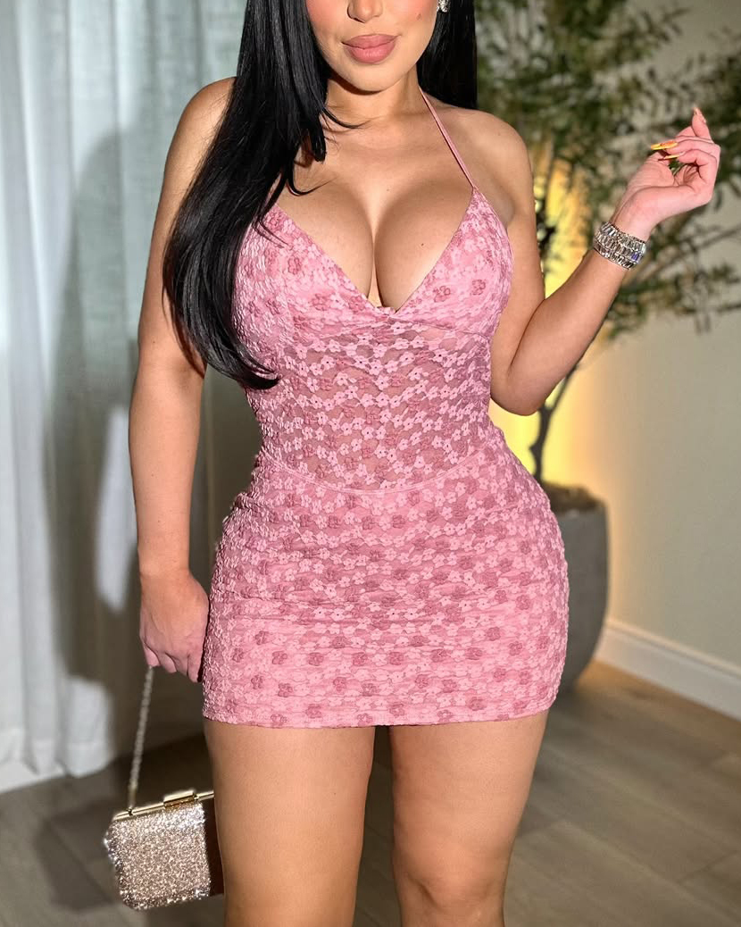 Sexy Lace Mesh Bodycon Mini Dress