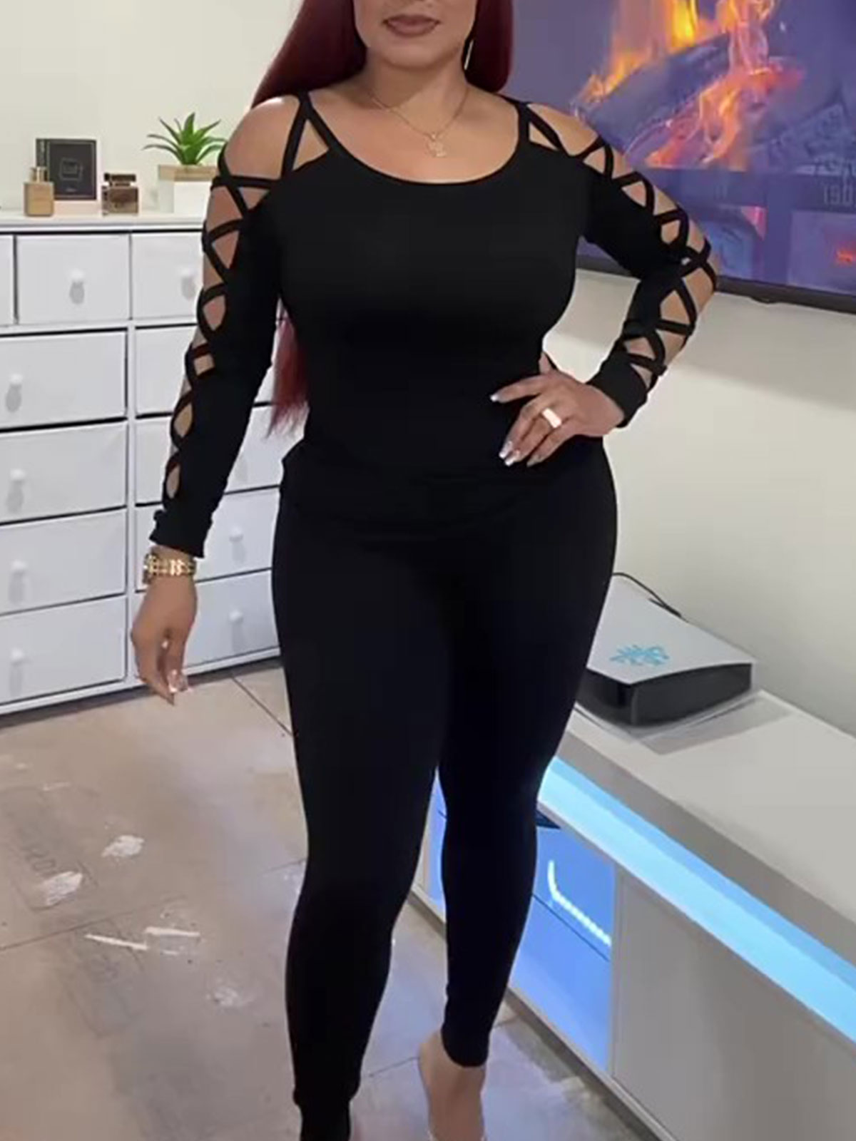 Round Neck Slim Fit Jumpsuit