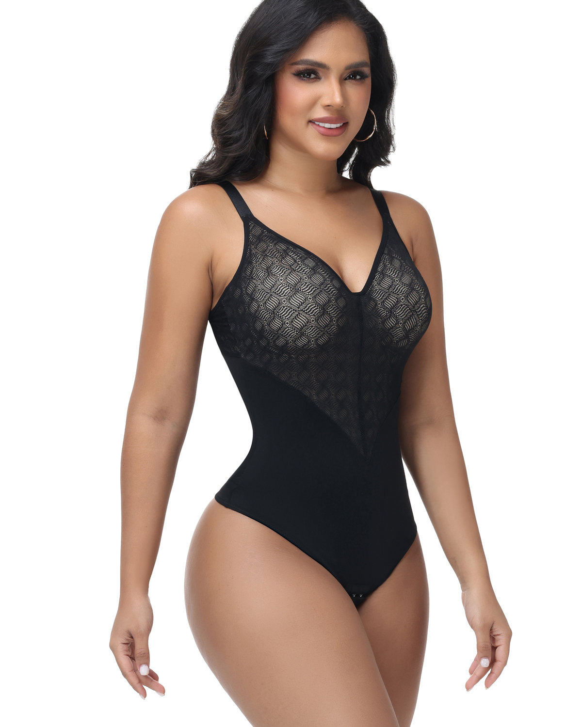 Dress with diamond-shaped lace bodice