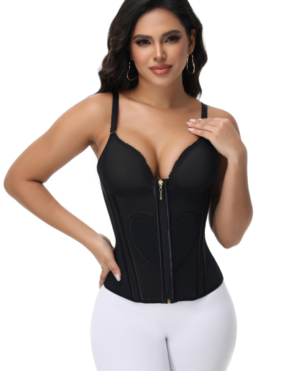 Heart Shape Tummy Control Compression Tanks Corset Waist Trainer Body Shaper with Zipper