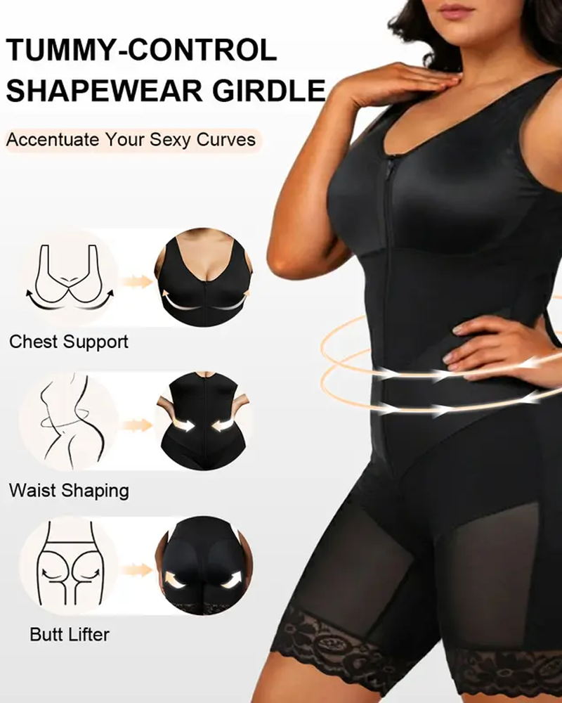 V-Shaped Shaping Elastic Band Reinforced Full-Body Shapewear
