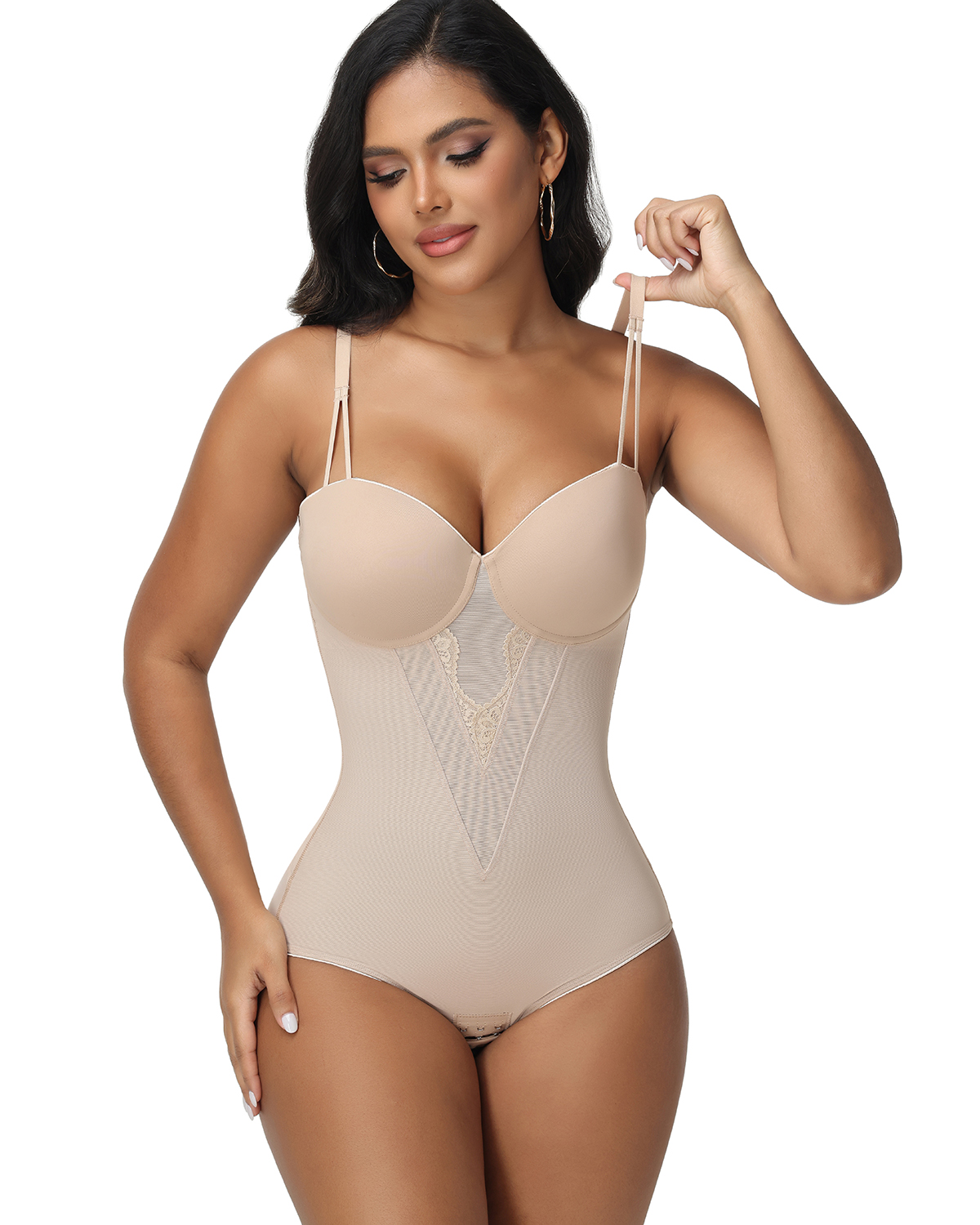 Lace-Detail Underwire Bustier Bodysuit