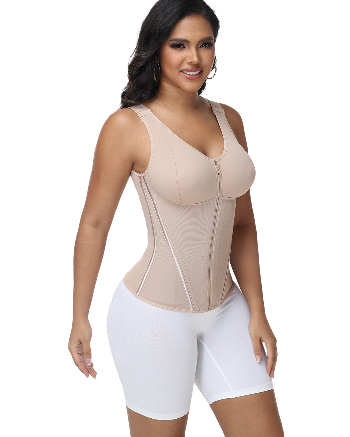 Corset Vest with Padded Bra Front Zipper Waist Trainer