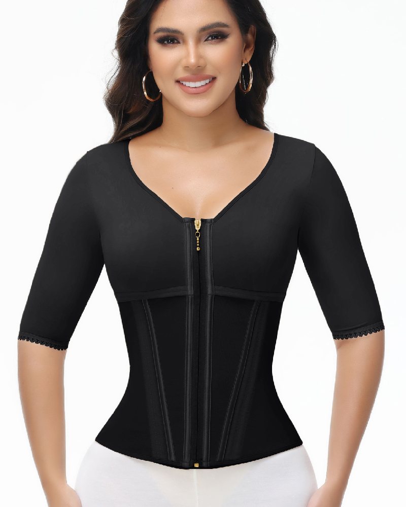 With sleeves shaping waistband