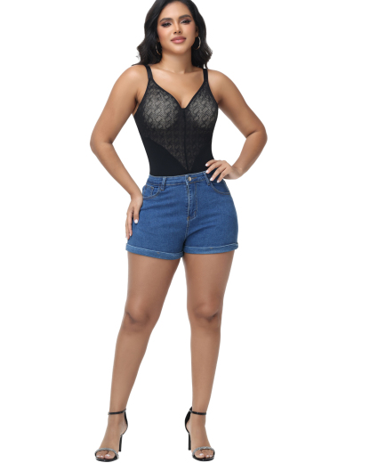 Dress with diamond-shaped lace bodice