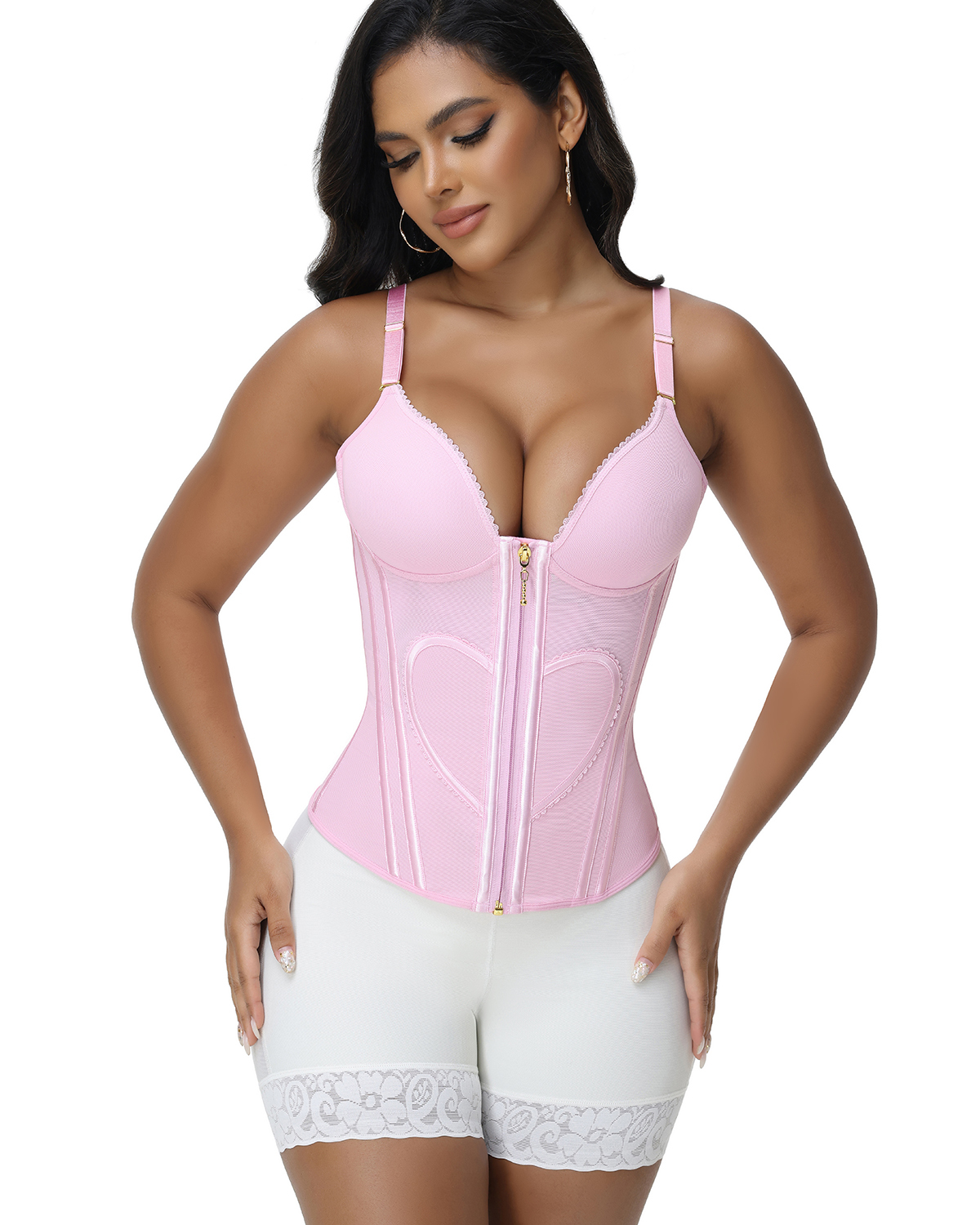 Heart Shape Tummy Control Compression Tanks Corset Waist Trainer Body Shaper with Zipper