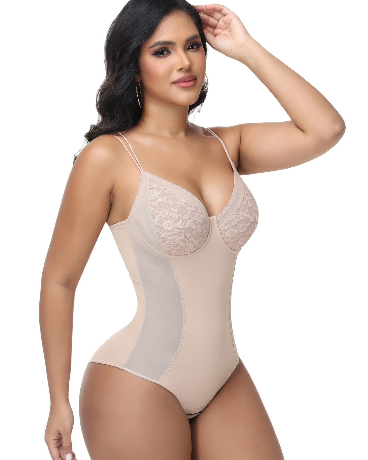 Lace Bust Back Lace-Up Tummy Control Bodysuit Shaper