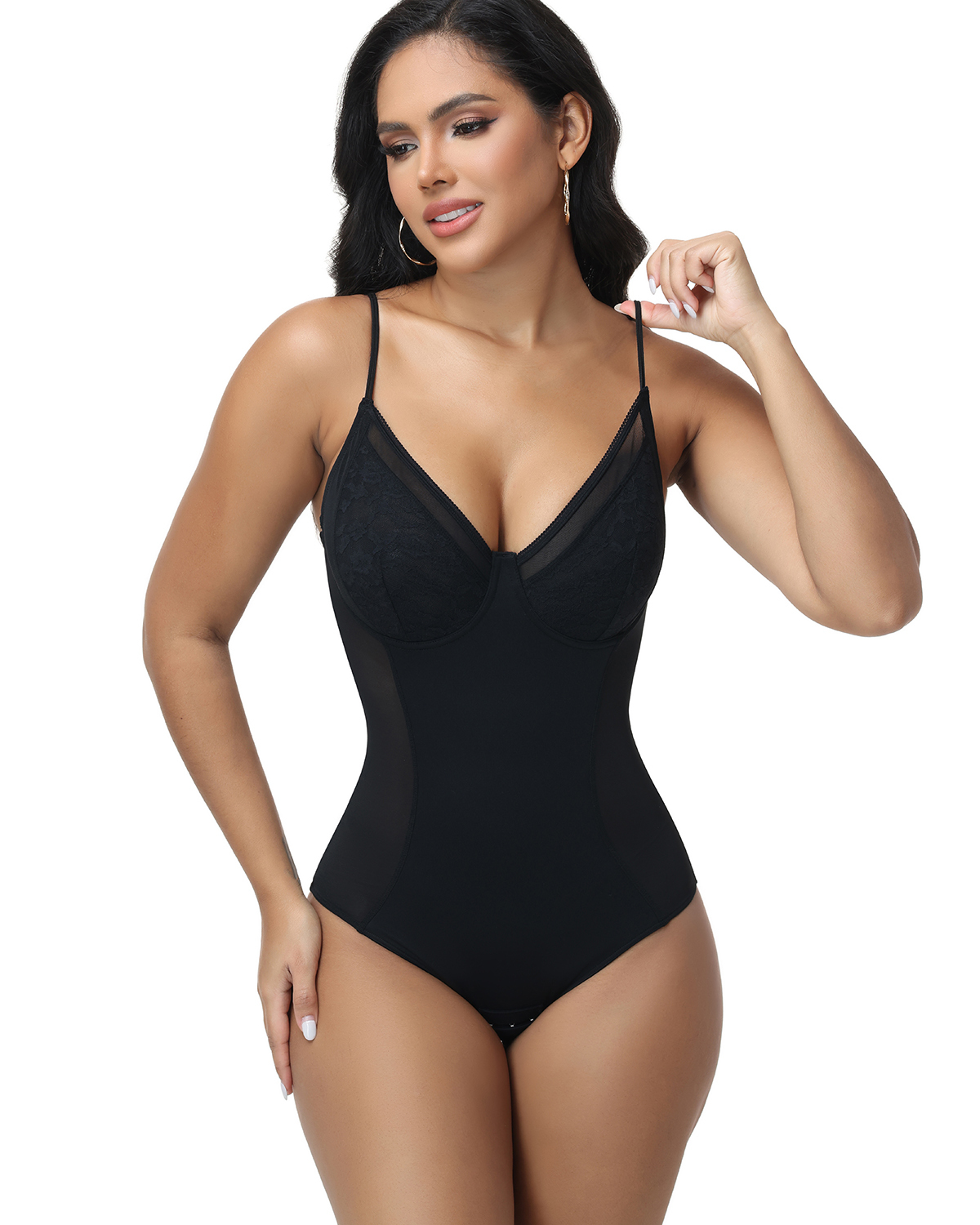 Lace Bust Back Lace-Up Tummy Control Bodysuit Shaper