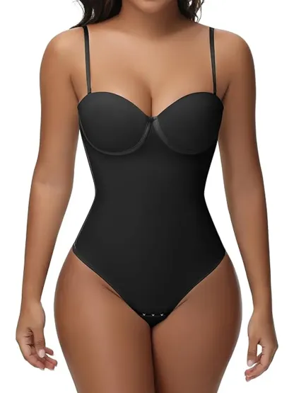 Back Lace-up Thong Seamless Shapewear Bodysuit