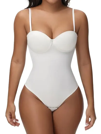 Back Lace-up Thong Seamless Shapewear Bodysuit
