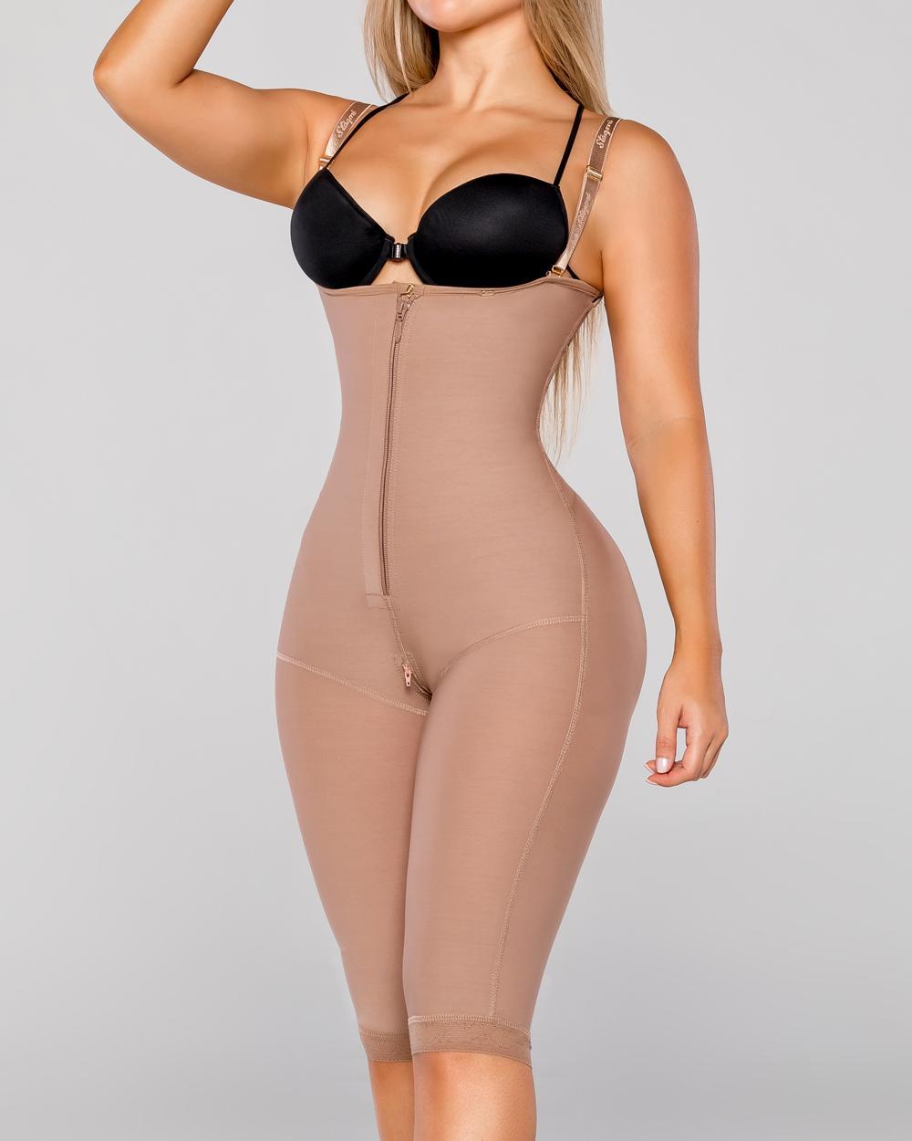 Fanstty Women's Invisible Shapewear with Zipper Tummy Butt Lifter Fajas Closing Bustless Bodysuit