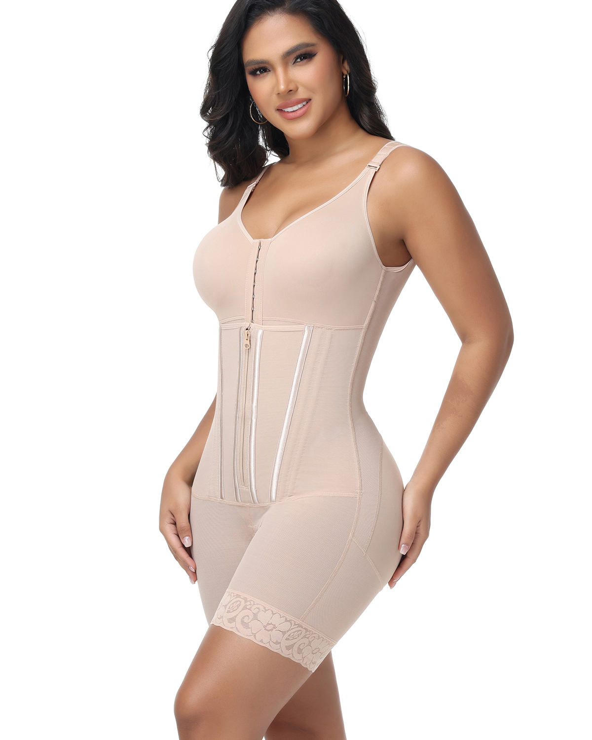 One-piece zipper shaping garment