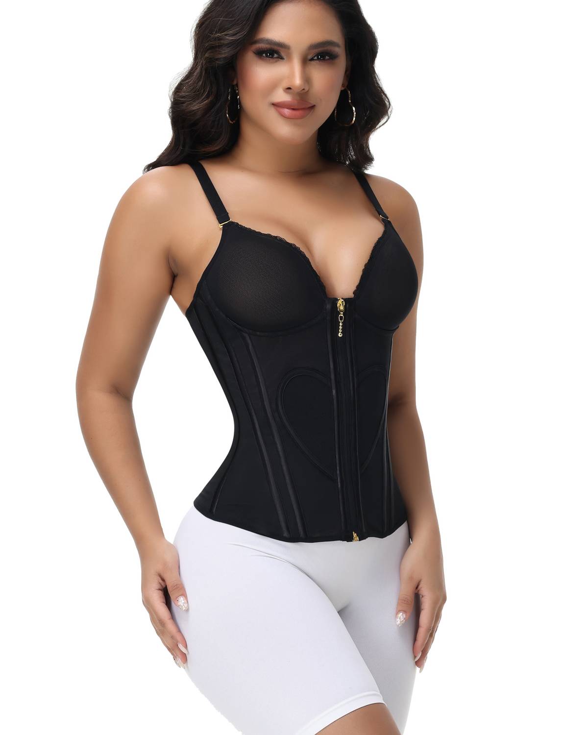 Heart Shape Tummy Control Compression Tanks Corset Waist Trainer Body Shaper with Zipper