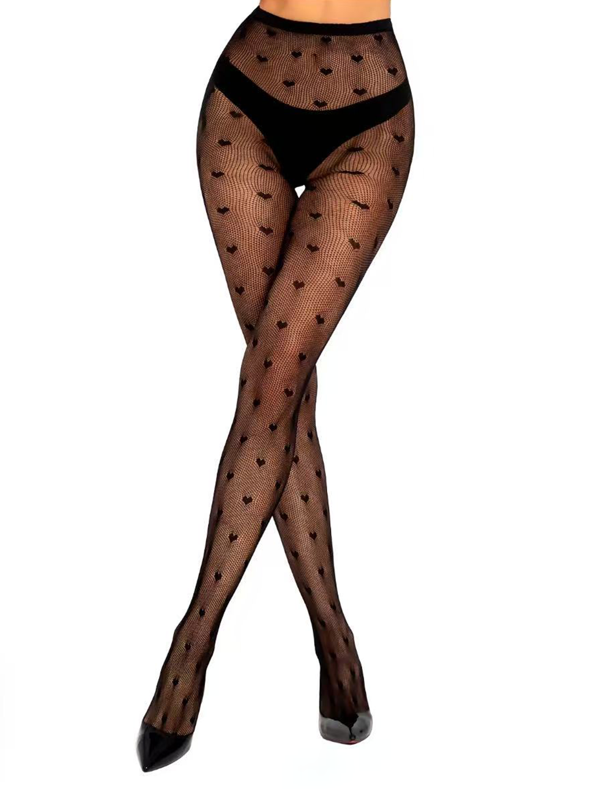 Women's Black Fishnet High Waist Gothic Tights (3 Pieces)