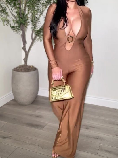 Slim Fit Long Sleeve Jumpsuit