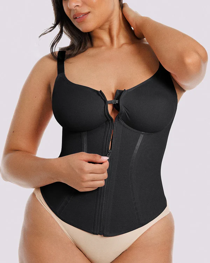 Body-Shaping Top With 9 Steel Bones And High-Compression Power Mesh